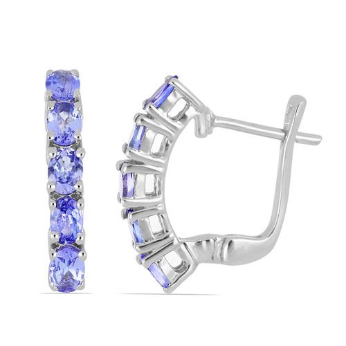 BUY NATURAL TANZANITE MULTI GEMSTONE EARRINGS IN STERLING SILVER